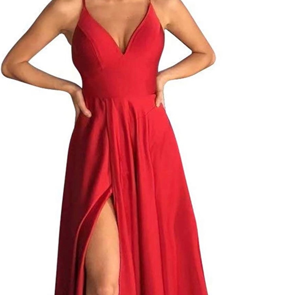 Brand new red silk prom dress. Size 2 never worn.